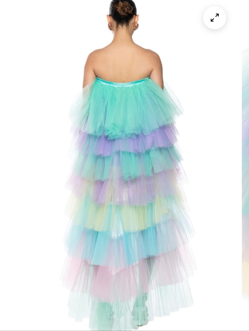 Pastel Tiered Tulle High-Low Strapless DRESS L/XL This Is New Without Tags - Picture 4 of 10